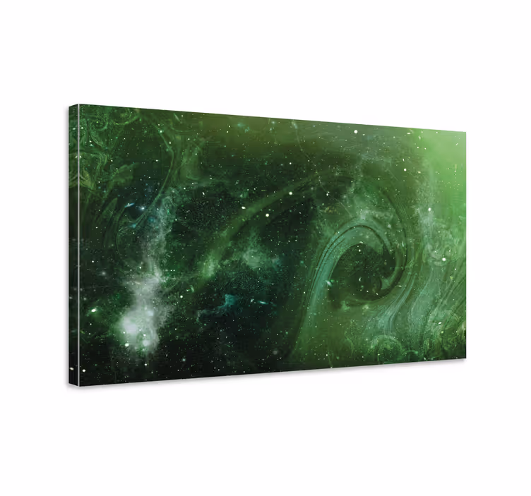 Abstrakt lærredsbillede kosmisk grøn spiral - TenStickers