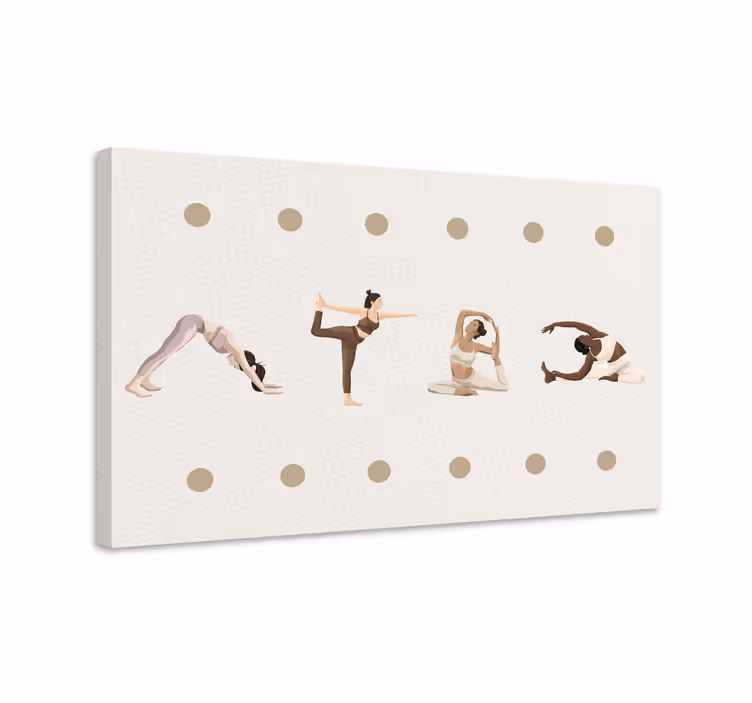 Forskellige yogastillinger hjemme lærredstryk - TenStickers