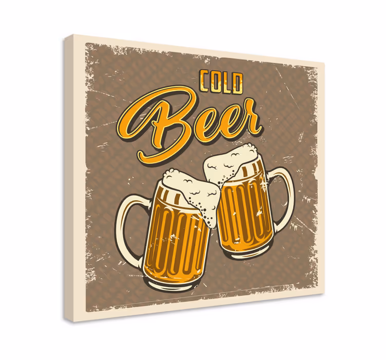 Kold øl retro dirty effekt bar lærred print - TenStickers