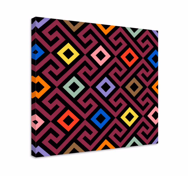 Geometrisk lærredsbillede farverige geometriske firkanter - TenStickers