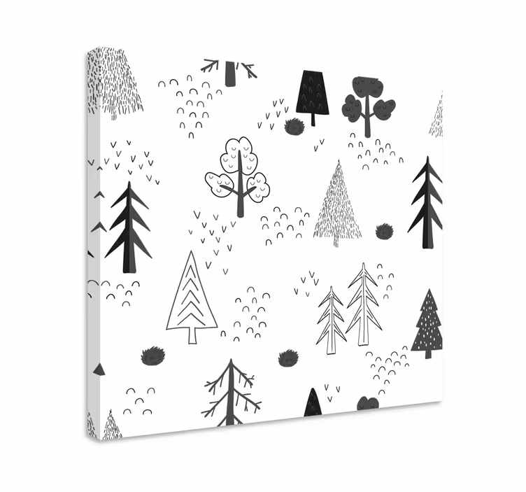Hvide minimalistiske træer nordiske lærredstryk - TenStickers