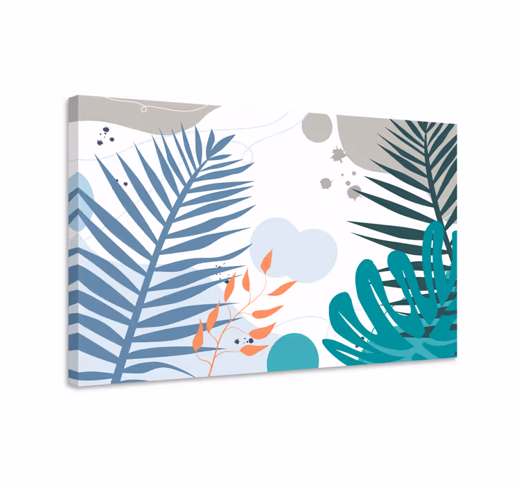 Blomster og planter lærredsbillede moderne bladmønstre - TenStickers