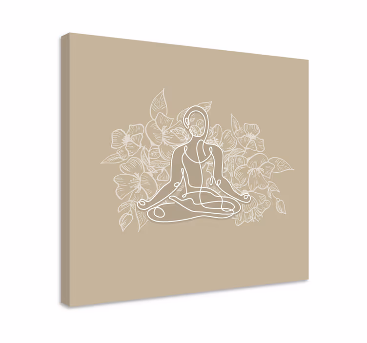 Meditating woman yoga mat lærredstryk - TenStickers