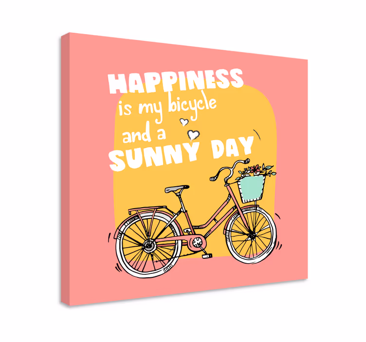 Inspirerende citat på lærredsbillede cykel og solskinsdag - TenStickers