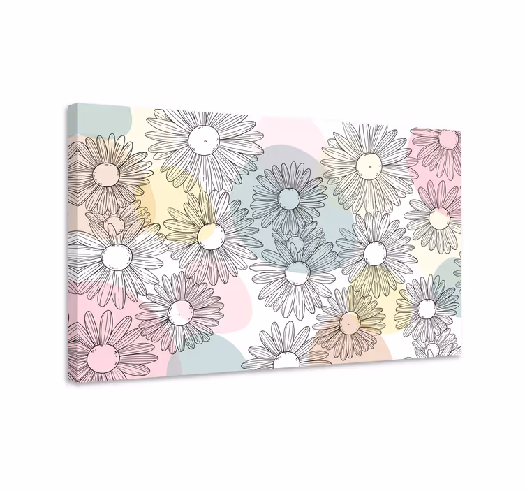 Kawaii stil former og blomster moderne lærred - TenStickers