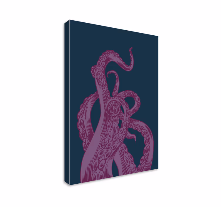 Fisk lærredsbillede med blækspruttearme design - TenStickers