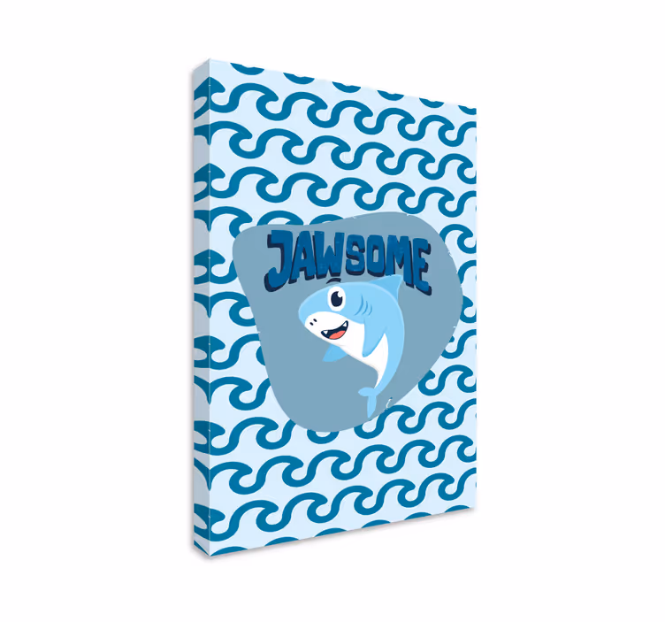 Blå babyhaj med navn fisk lærredsbillede - TenStickers