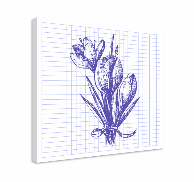 Sød tegning krokus blomst lærred - TenStickers