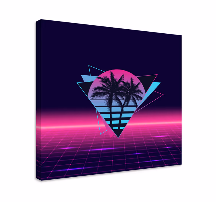 Vaporwave stil palme retro lærred - TenStickers
