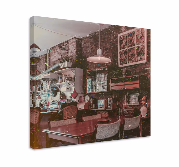 Vintage café scene by lærredsbillede - TenStickers