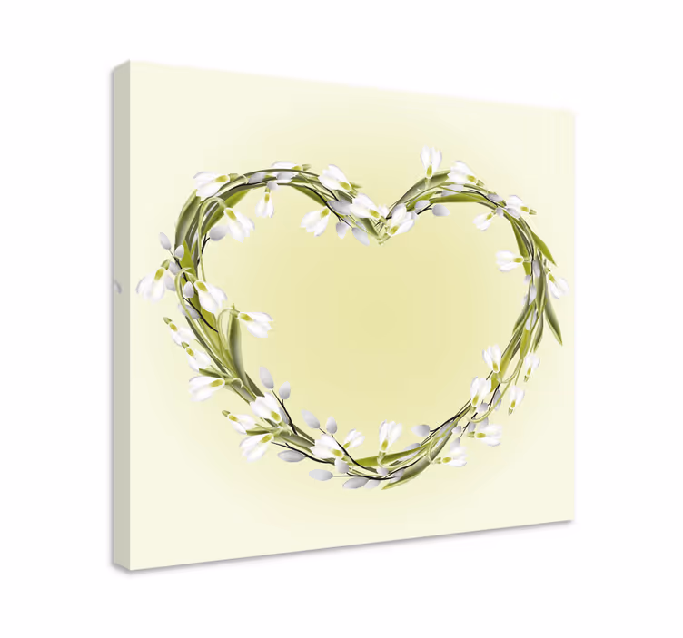 Søde vintergækker hjertedesign blomsterlærred - TenStickers