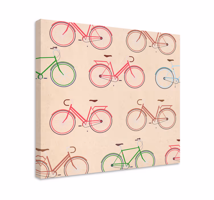 Sport lærredsbillede farverige cykelmønstre - TenStickers