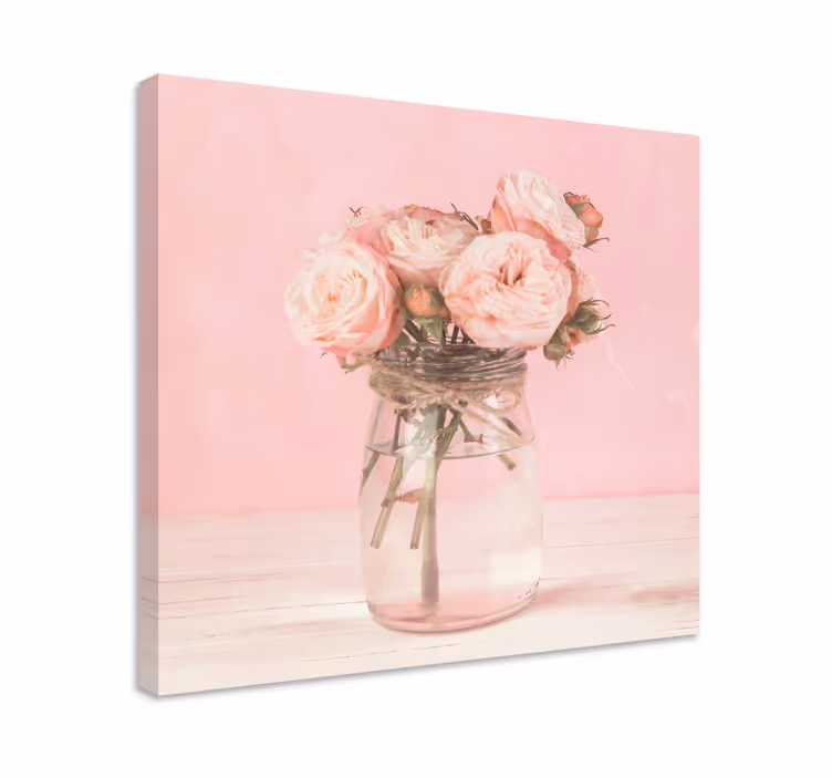 Pink rose bouquet blomster og planter lærredsbillede - TenStickers