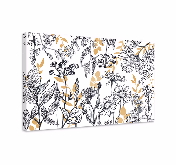 "glamour floral" med guldblomsterlærred - TenStickers