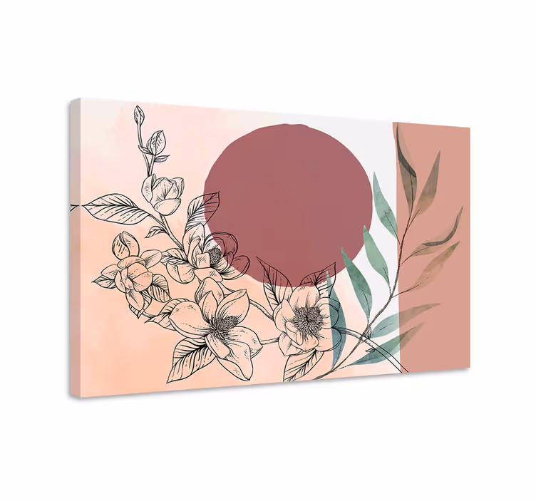 Blomster og planter lærredsbillede med cirkelarrangement - TenStickers