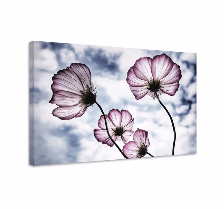 Blomster i silhuet blomst lærredsbillede - TenStickers