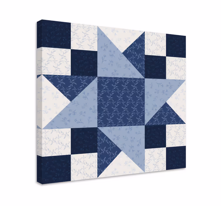 Dekorativt billede på lærred stjerne patchwork design - TenStickers