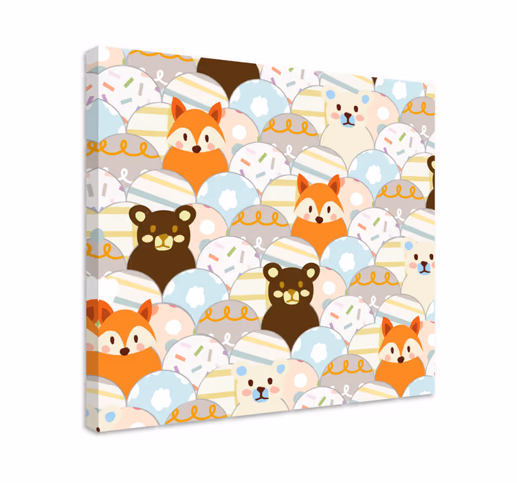 Patchwork bjørn og ræv design børnehave lærred - TenStickers