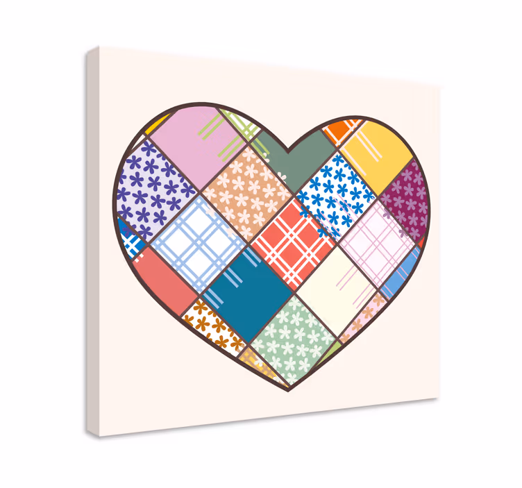 Inspirerende citat på lærredsbillede hjertepatchworkdesign - TenStickers
