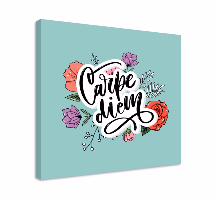 Citat lærredsbillede carpe diem blomster - TenStickers