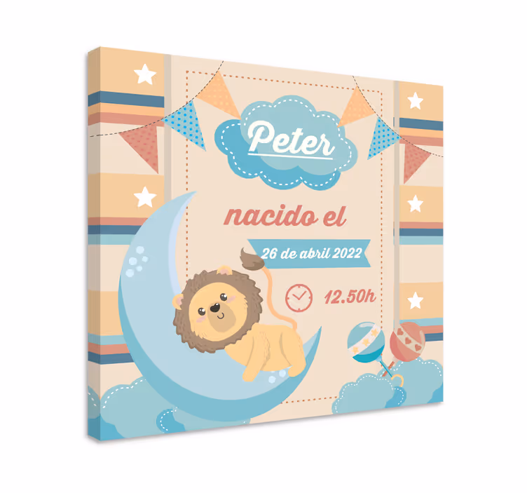 Baby lærredsbilleder løve måne fejring - TenStickers