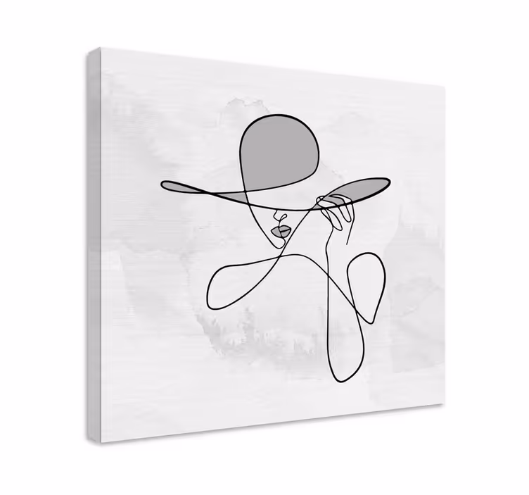Minimalistisk kvinde med hat entré lærred - TenStickers