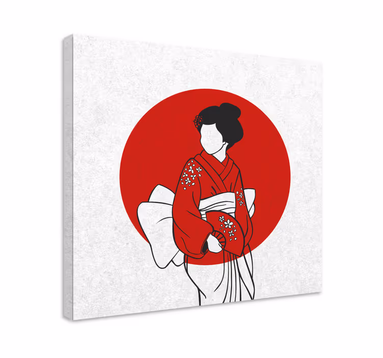 Minimalistiske asiatisk kvinde kontorvægprint - TenStickers