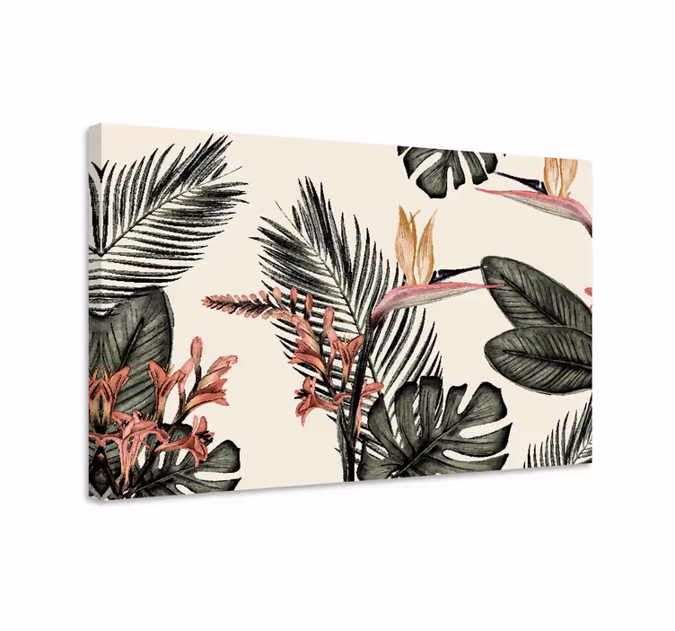 Blomster og planter lærredsbillede tropisk blomsterscene - TenStickers