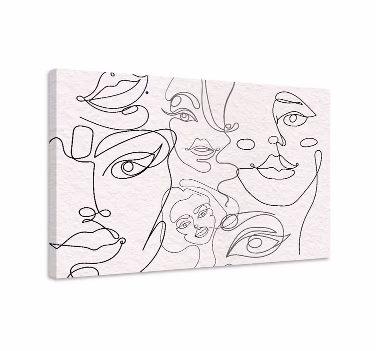 Minimalistiske ansigter lineart moderne lærred - TenStickers
