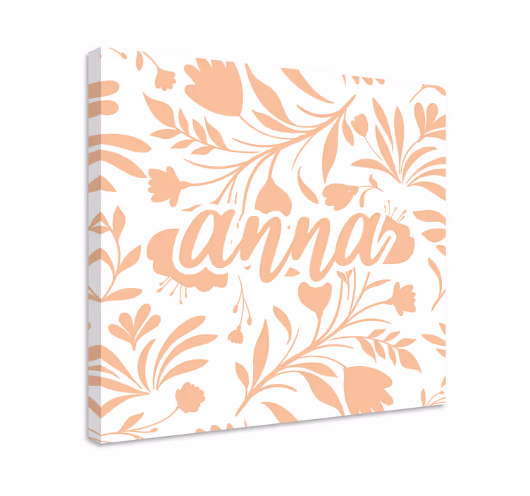 Pink vintage blade mønster plante lærred print - TenStickers