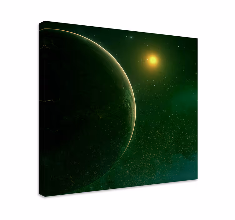 Green planet satellit rum landskab lærred - TenStickers