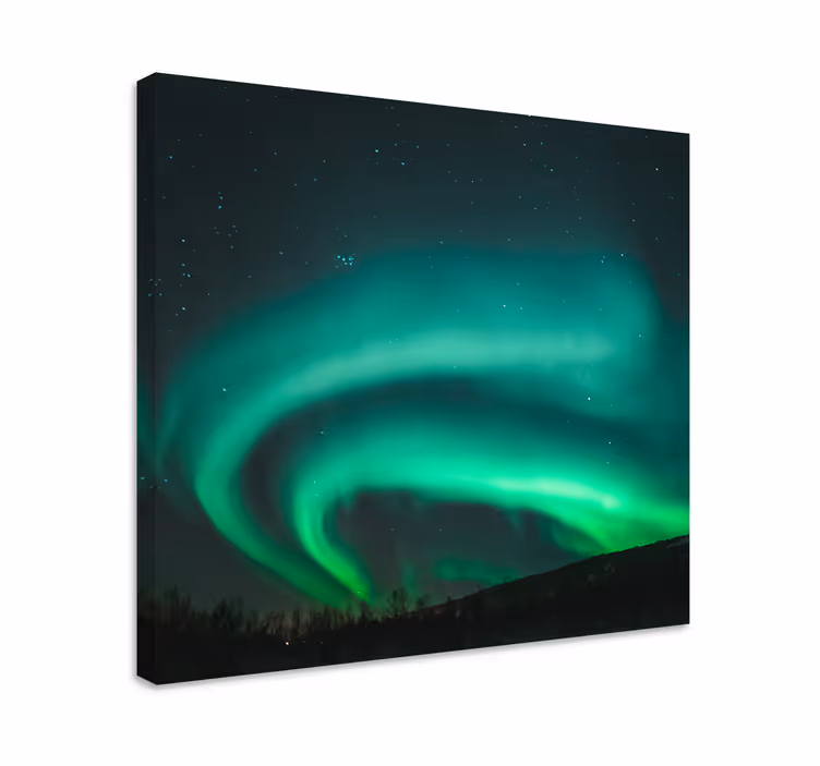 Smukt grønt nordlys landskabslærred - TenStickers