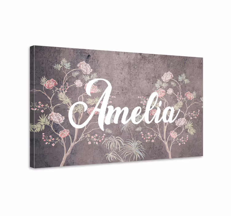 Blomsterdesign med navn blomstret lærredsbillede - TenStickers