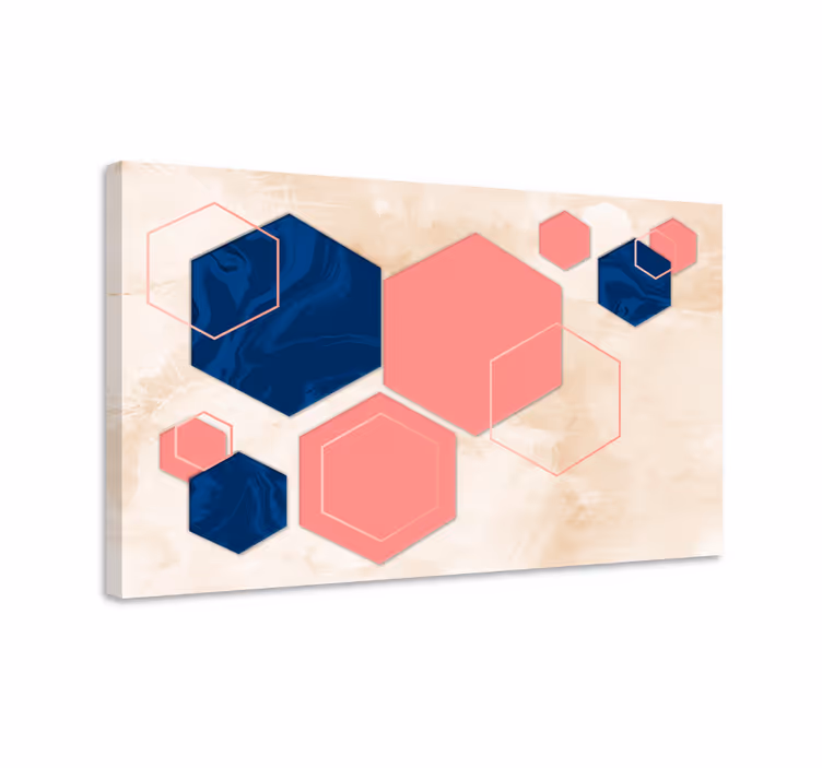 Geometrisk lærredsbillede abstrakte hexagonale former - TenStickers