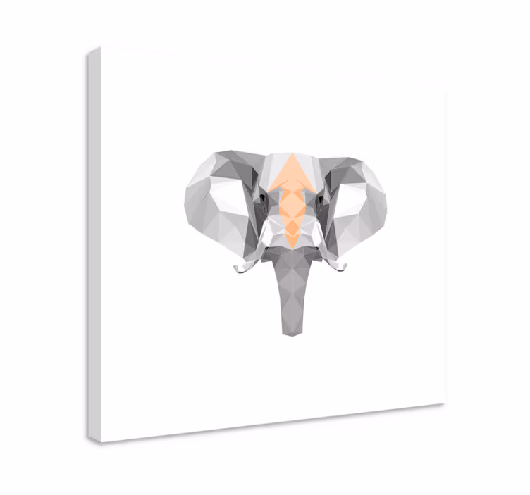 Geometrisk elefanthoved elefant lærredsbillede - TenStickers
