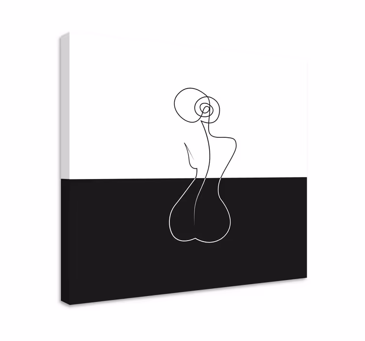Siddende kvinde line art moderne lærred - TenStickers