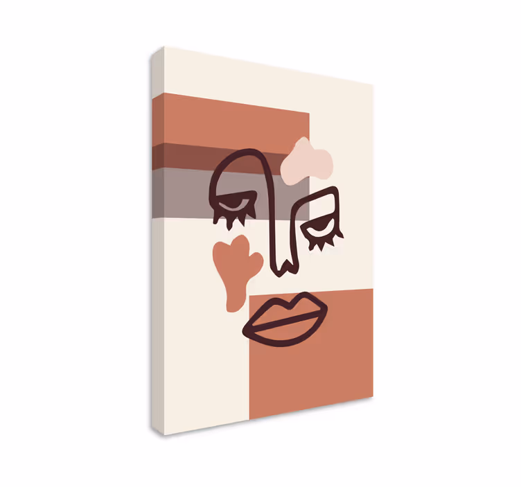 Abstrakt lærredsbillede med ansigt kunst - TenStickers
