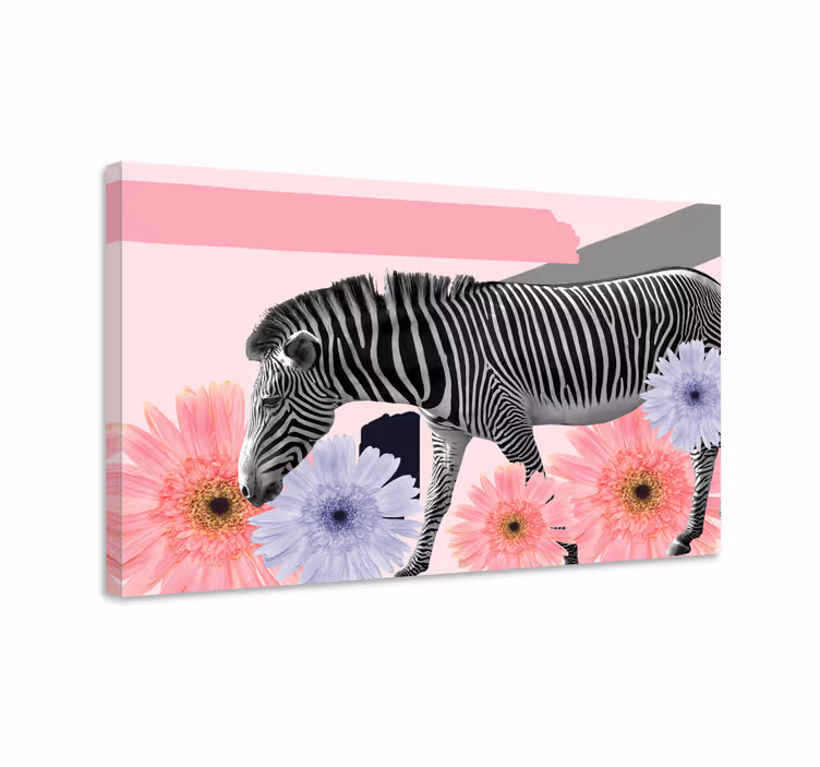 Zebra blandt blomster dyre billeder på lærred - TenStickers