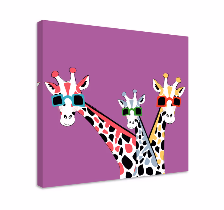 Sjove giraffer med solbriller moderne lærred - TenStickers