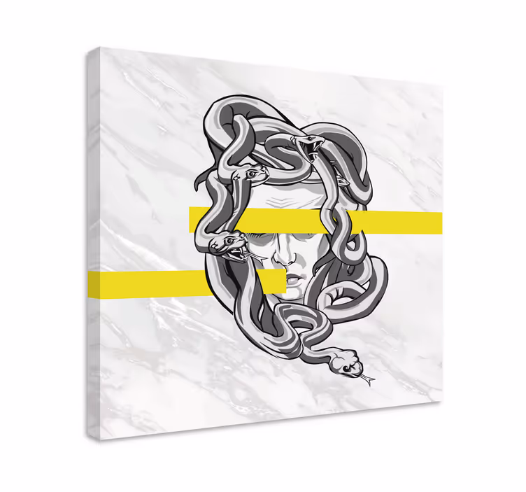 Hvid medusa med gule striber moderne lærred - TenStickers
