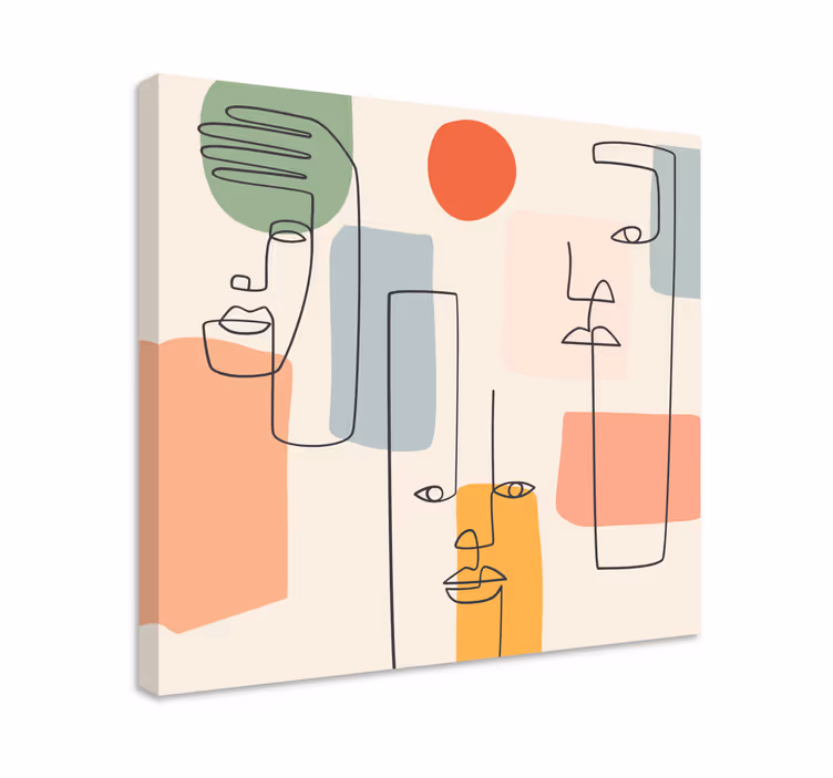 Minimalistisk vægkunst ansigter stuen lærred - TenStickers