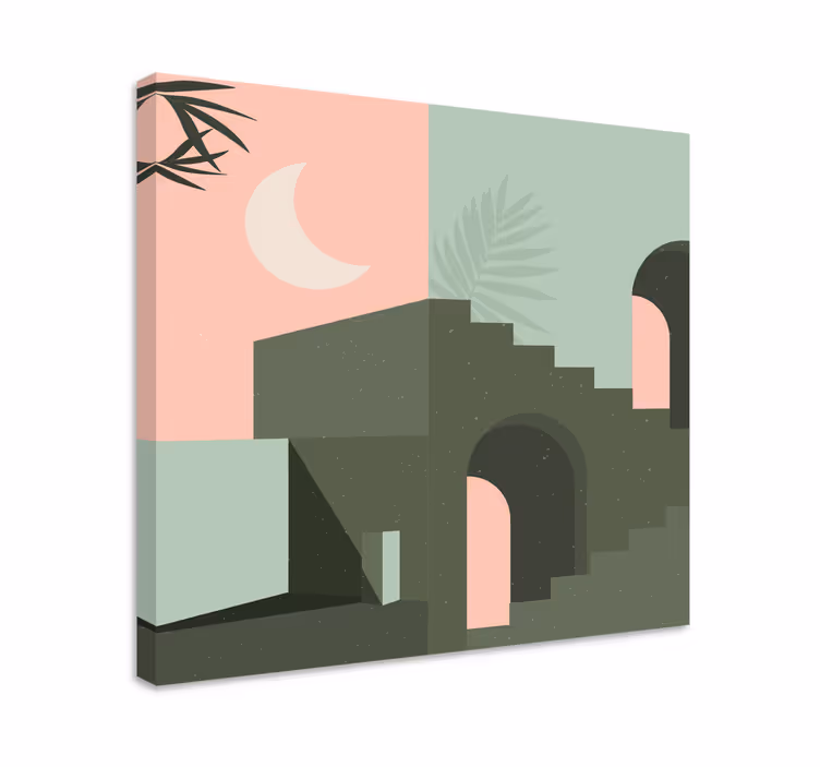 Arkitektonisk abstraktion moderne lærredsbillede - TenStickers
