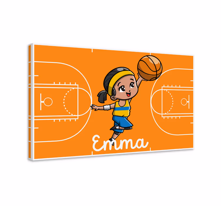 Børne lærredsbillede basketballspillende pige - TenStickers