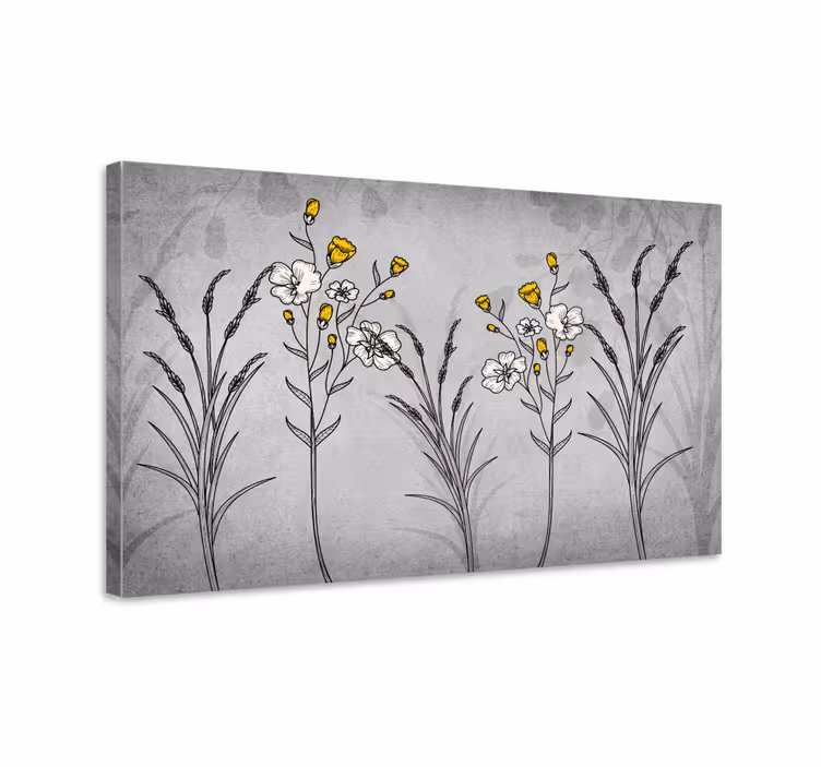 Botanisk blomsterdesign blomster og planter lærredsbillede - TenStickers