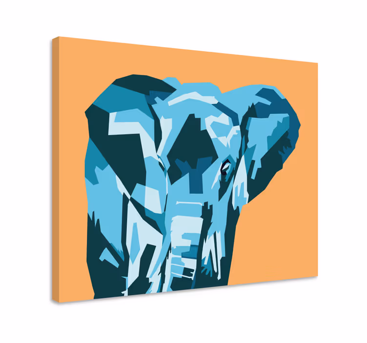 Geometrisk-dyr sød elefant lærred - TenStickers
