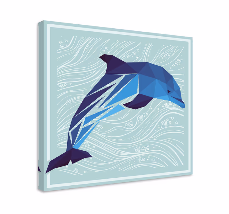 Moderne lærredsbillede med stiliseret delfinsplash - TenStickers