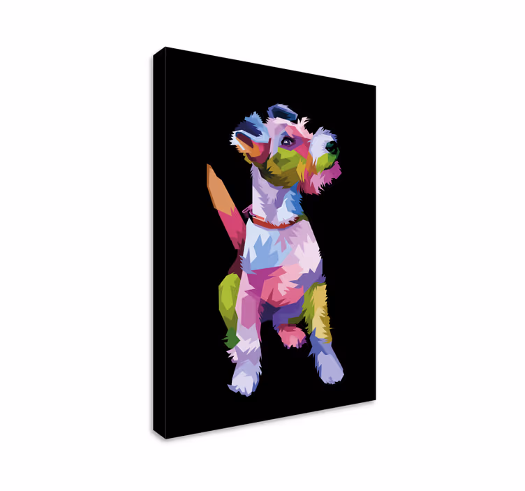 Geometrisk-dyr fox terrier hund lærred print - TenStickers