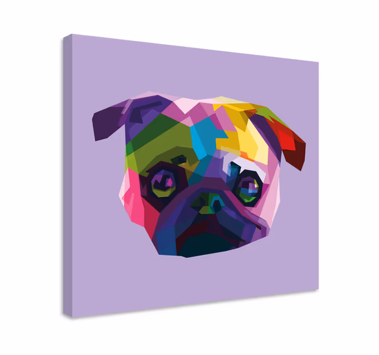 Geometrisk-dyr mops hund lærred print - TenStickers