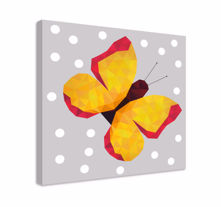 Gule geometriske vinger sommerfugl lærredsbillede - TenStickers