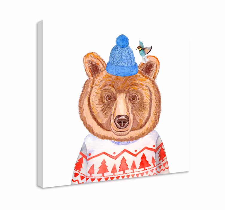 Dyre billeder på lærred charmerende bjørn illustration - TenStickers